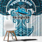 Personalized Cronulla-Sutherland Sharks Window Curtain Polynesian Tribal Pattern Style