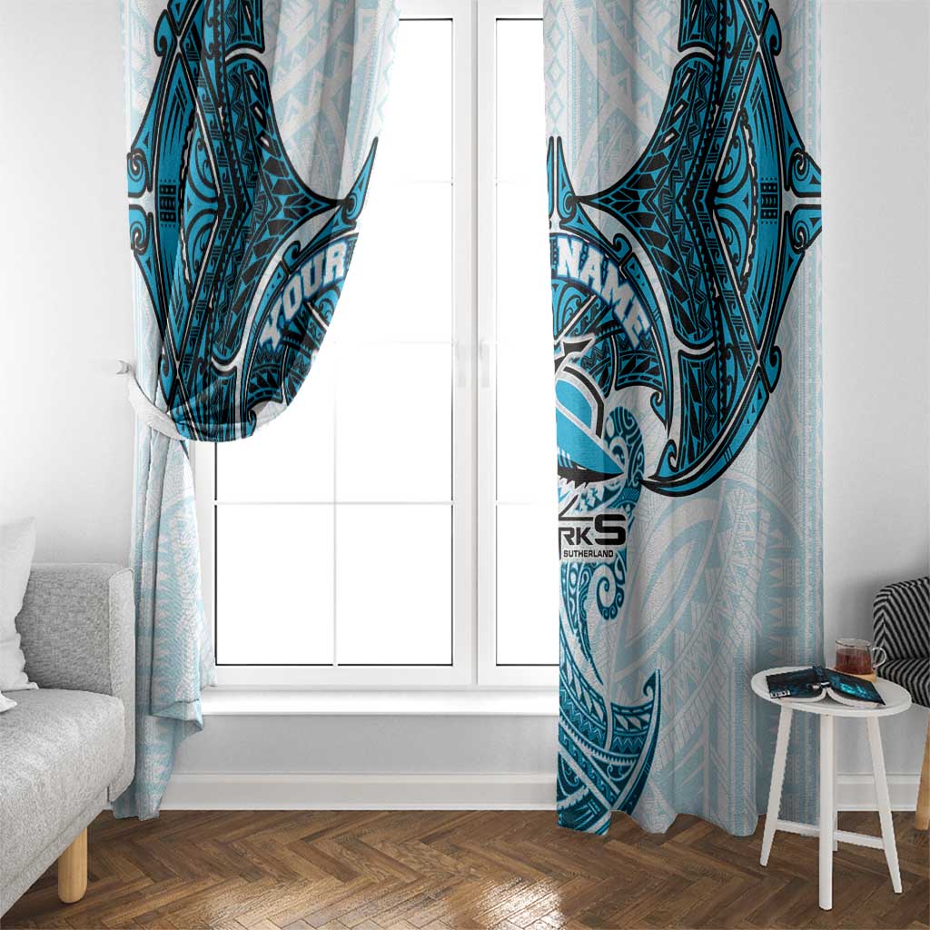 Personalized Cronulla-Sutherland Sharks Window Curtain Polynesian Tribal Pattern Style