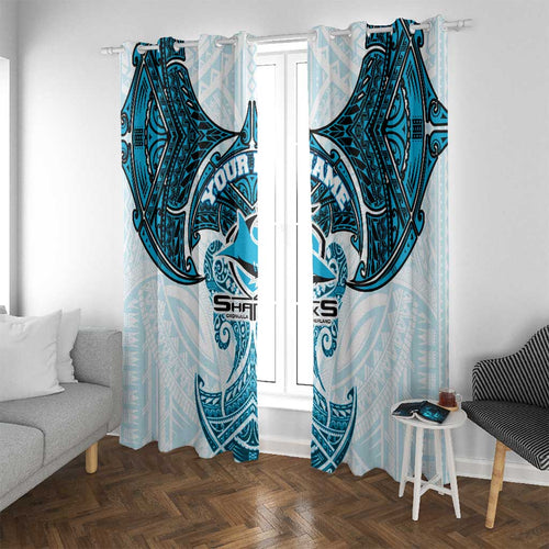 Personalized Cronulla-Sutherland Sharks Window Curtain Polynesian Tribal Pattern Style