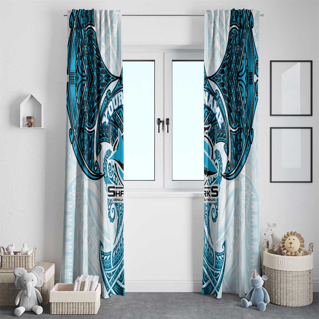 Personalized Cronulla-Sutherland Sharks Window Curtain Polynesian Tribal Pattern Style