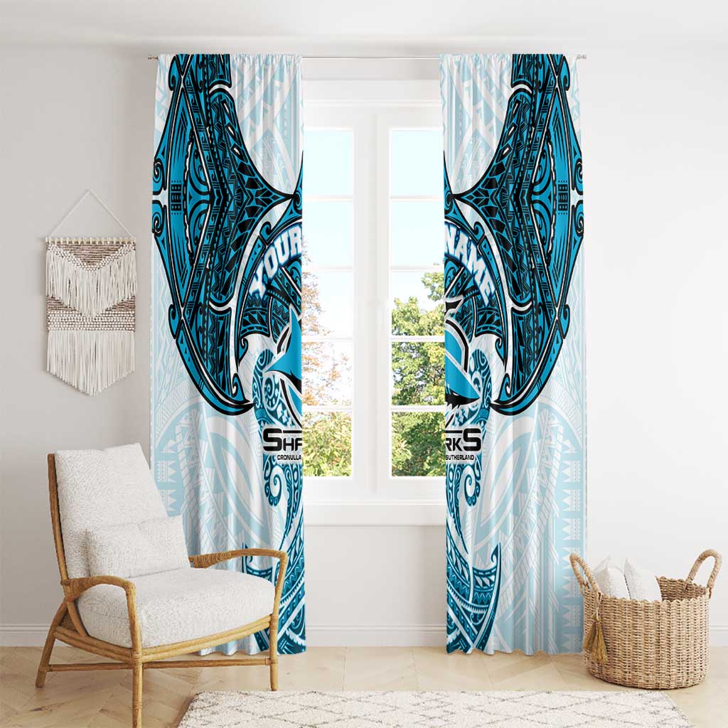 Personalized Cronulla-Sutherland Sharks Window Curtain Polynesian Tribal Pattern Style