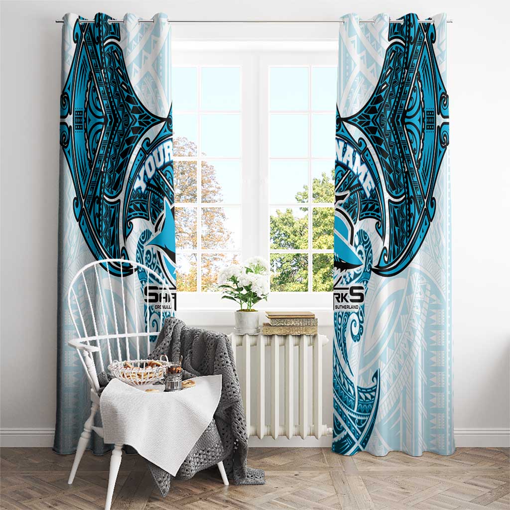 Personalized Cronulla-Sutherland Sharks Window Curtain Polynesian Tribal Pattern Style