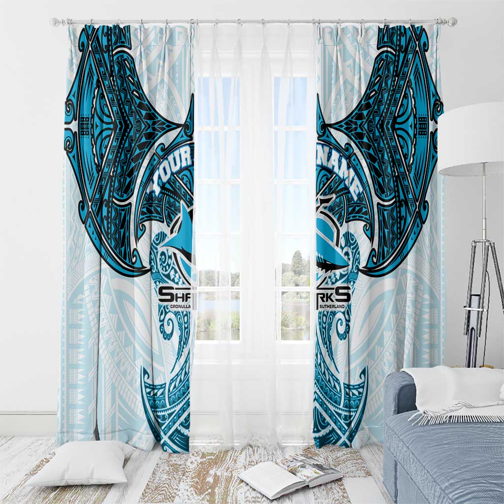 Personalized Cronulla-Sutherland Sharks Window Curtain Polynesian Tribal Pattern Style