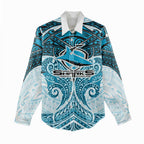 Personalized Cronulla-Sutherland Sharks Women Casual Shirt Polynesian Tribal Pattern Style