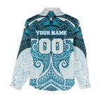 Personalized Cronulla-Sutherland Sharks Women Casual Shirt Polynesian Tribal Pattern Style