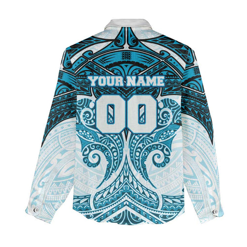 Personalized Cronulla-Sutherland Sharks Women Casual Shirt Polynesian Tribal Pattern Style