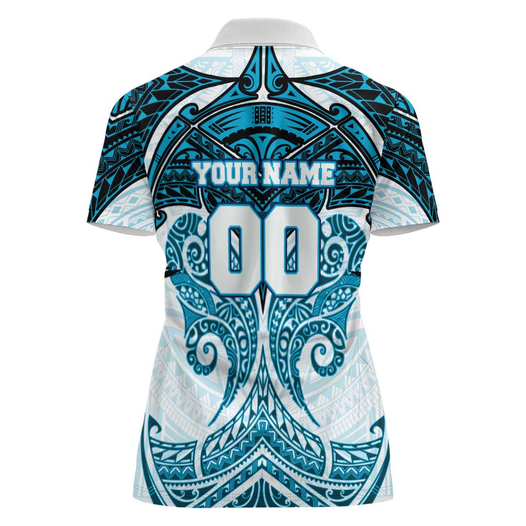 Personalized Cronulla-Sutherland Sharks Women Polo Shirt Polynesian Tribal Pattern Style