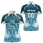 Personalized Cronulla-Sutherland Sharks Women Polo Shirt Polynesian Tribal Pattern Style