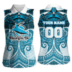 Personalized Cronulla-Sutherland Sharks Women Sleeveless Polo Shirt Polynesian Tribal Pattern Style