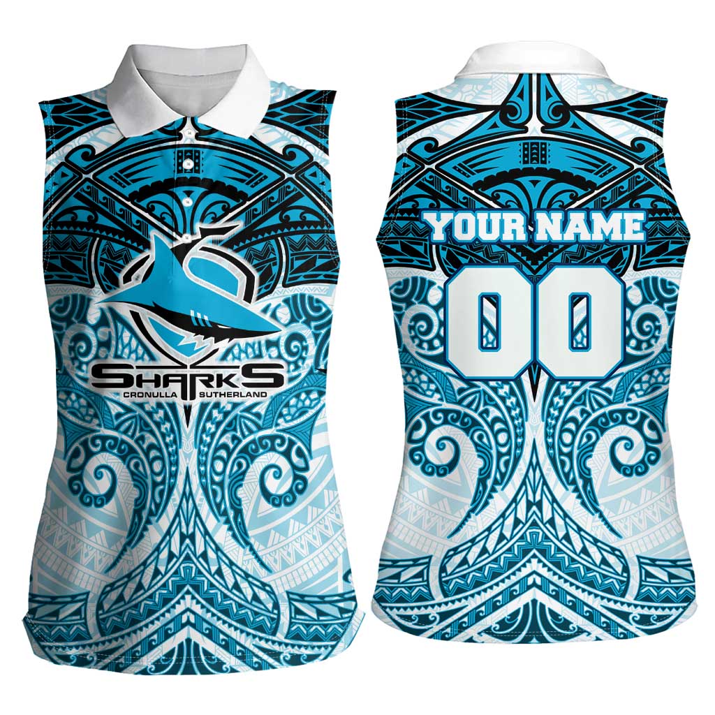 Personalized Cronulla-Sutherland Sharks Women Sleeveless Polo Shirt Polynesian Tribal Pattern Style