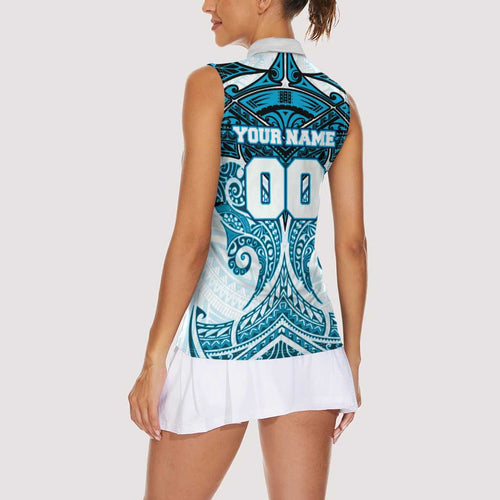Personalized Cronulla-Sutherland Sharks Women Sleeveless Polo Shirt Polynesian Tribal Pattern Style