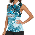 Personalized Cronulla-Sutherland Sharks Women Sleeveless Polo Shirt Polynesian Tribal Pattern Style