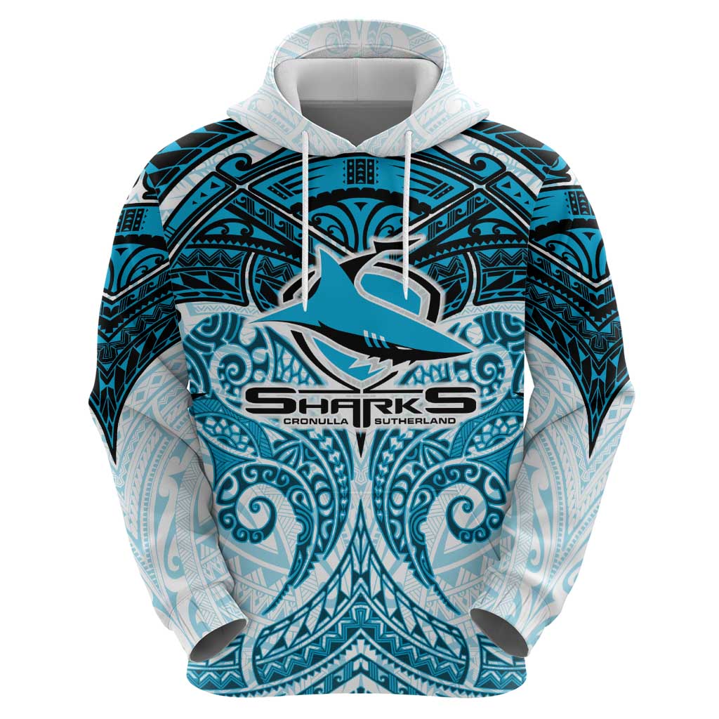 Personalized Cronulla-Sutherland Sharks Zip Hoodie Polynesian Tribal Pattern Style