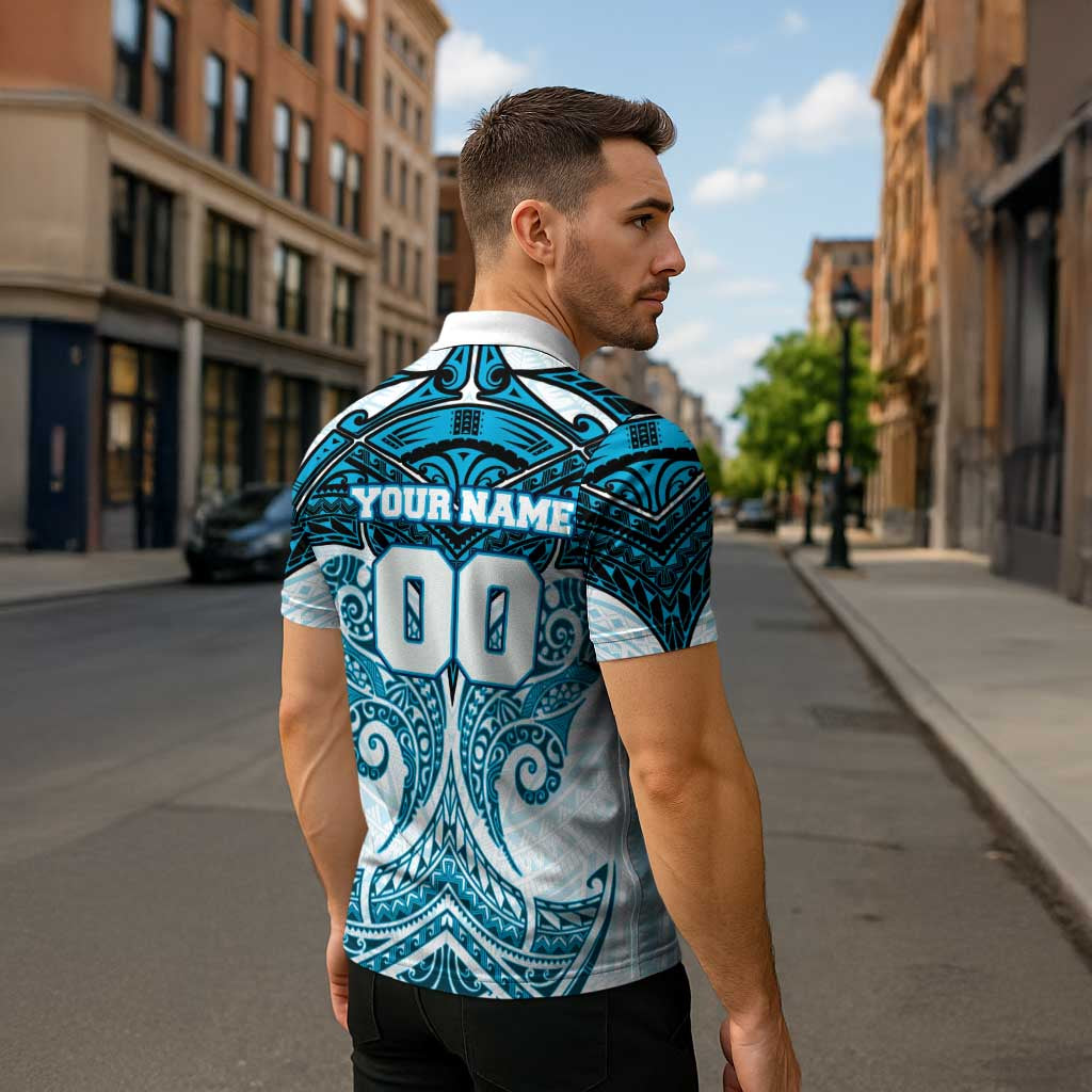 Personalized Cronulla-Sutherland Sharks Zipper Polo Shirt Polynesian Tribal Pattern Style