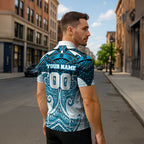 Personalized Cronulla-Sutherland Sharks Zipper Polo Shirt Polynesian Tribal Pattern Style