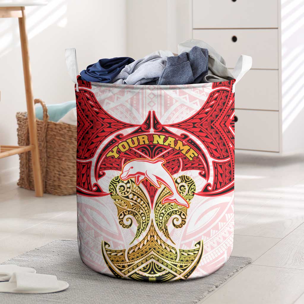 Personalized Dolphins Laundry Basket Polynesian Tribal Pattern Style