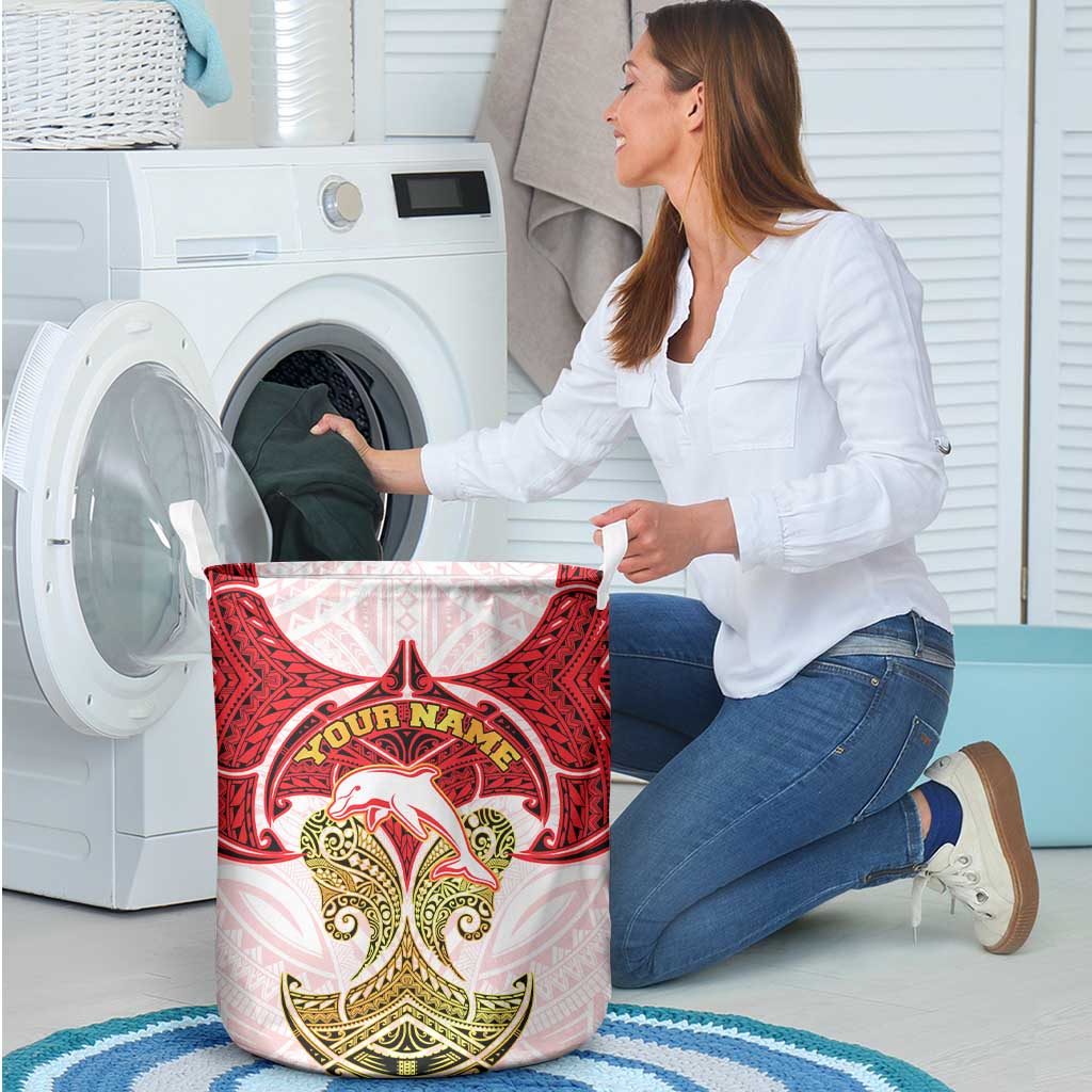 Personalized Dolphins Laundry Basket Polynesian Tribal Pattern Style