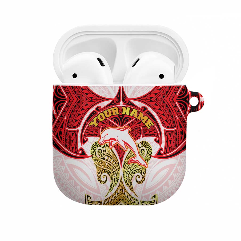 Personalized Dolphins AirPods Case Polynesian Tribal Pattern Style