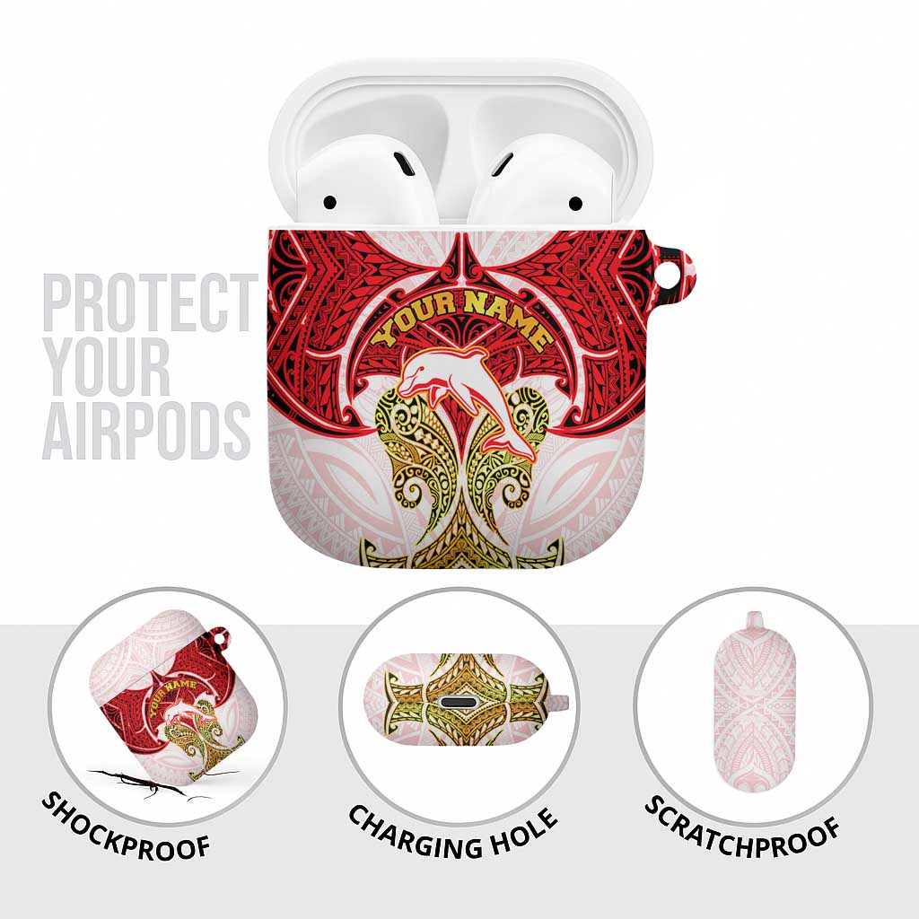 Personalized Dolphins AirPods Case Polynesian Tribal Pattern Style