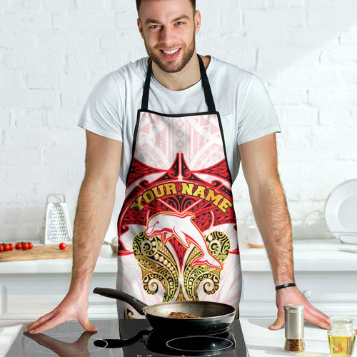 Personalized Dolphins Apron Polynesian Tribal Pattern Style