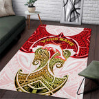 Personalized Dolphins Area Rug Polynesian Tribal Pattern Style
