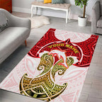 Personalized Dolphins Area Rug Polynesian Tribal Pattern Style