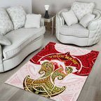 Personalized Dolphins Area Rug Polynesian Tribal Pattern Style