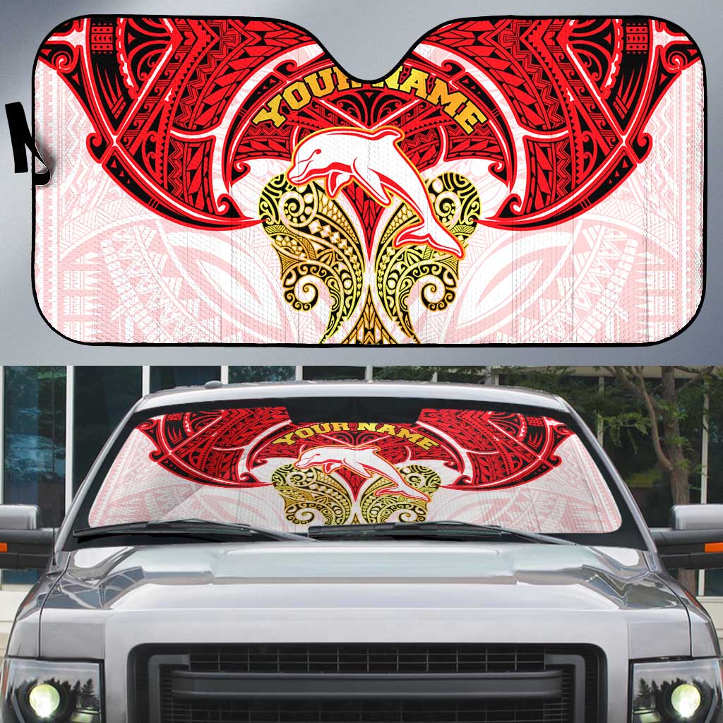 Personalized Dolphins Auto Sun Shade Polynesian Tribal Pattern Style