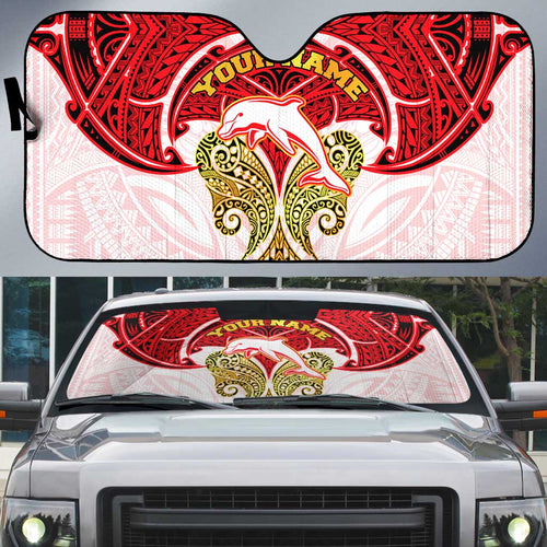 Personalized Dolphins Auto Sun Shade Polynesian Tribal Pattern Style