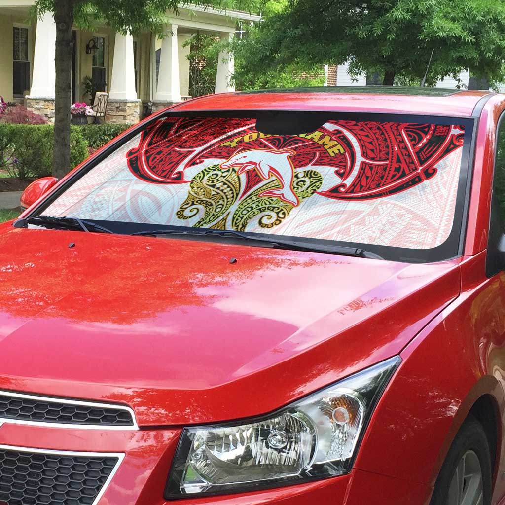 Personalized Dolphins Auto Sun Shade Polynesian Tribal Pattern Style