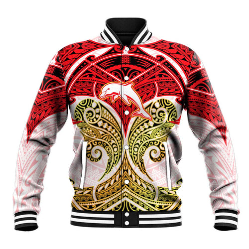 Personalized Dolphins Baseball Jacket Polynesian Tribal Pattern Style