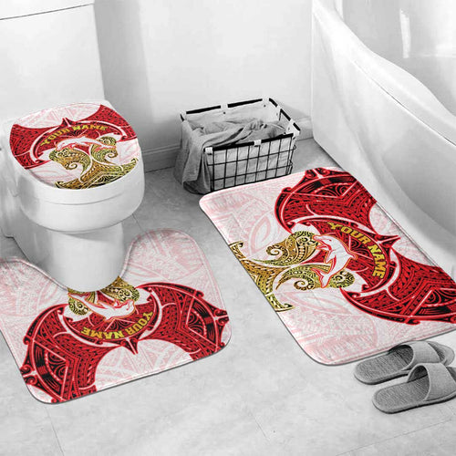 Personalized Dolphins Bathroom Set Polynesian Tribal Pattern Style