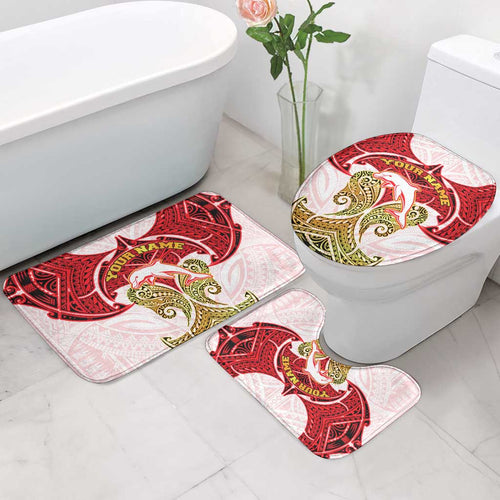 Personalized Dolphins Bathroom Set Polynesian Tribal Pattern Style