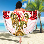 Personalized Dolphins Beach Blanket Polynesian Tribal Pattern Style