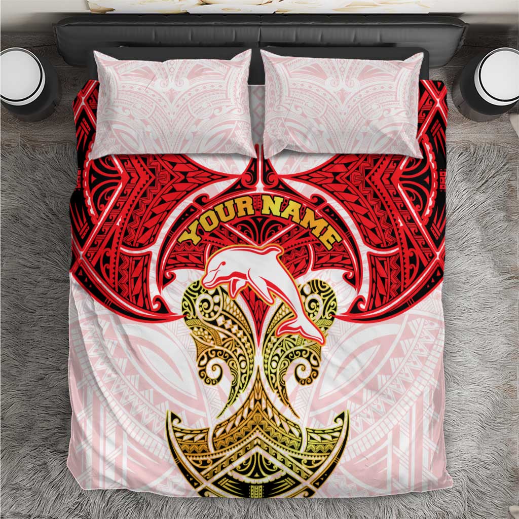 Personalized Dolphins Bedding Set Polynesian Tribal Pattern Style