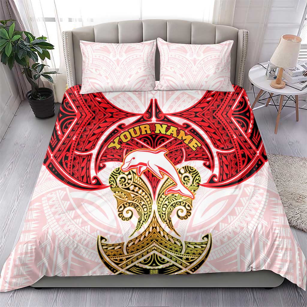 Personalized Dolphins Bedding Set Polynesian Tribal Pattern Style