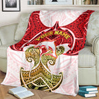 Personalized Dolphins Blanket Polynesian Tribal Pattern Style