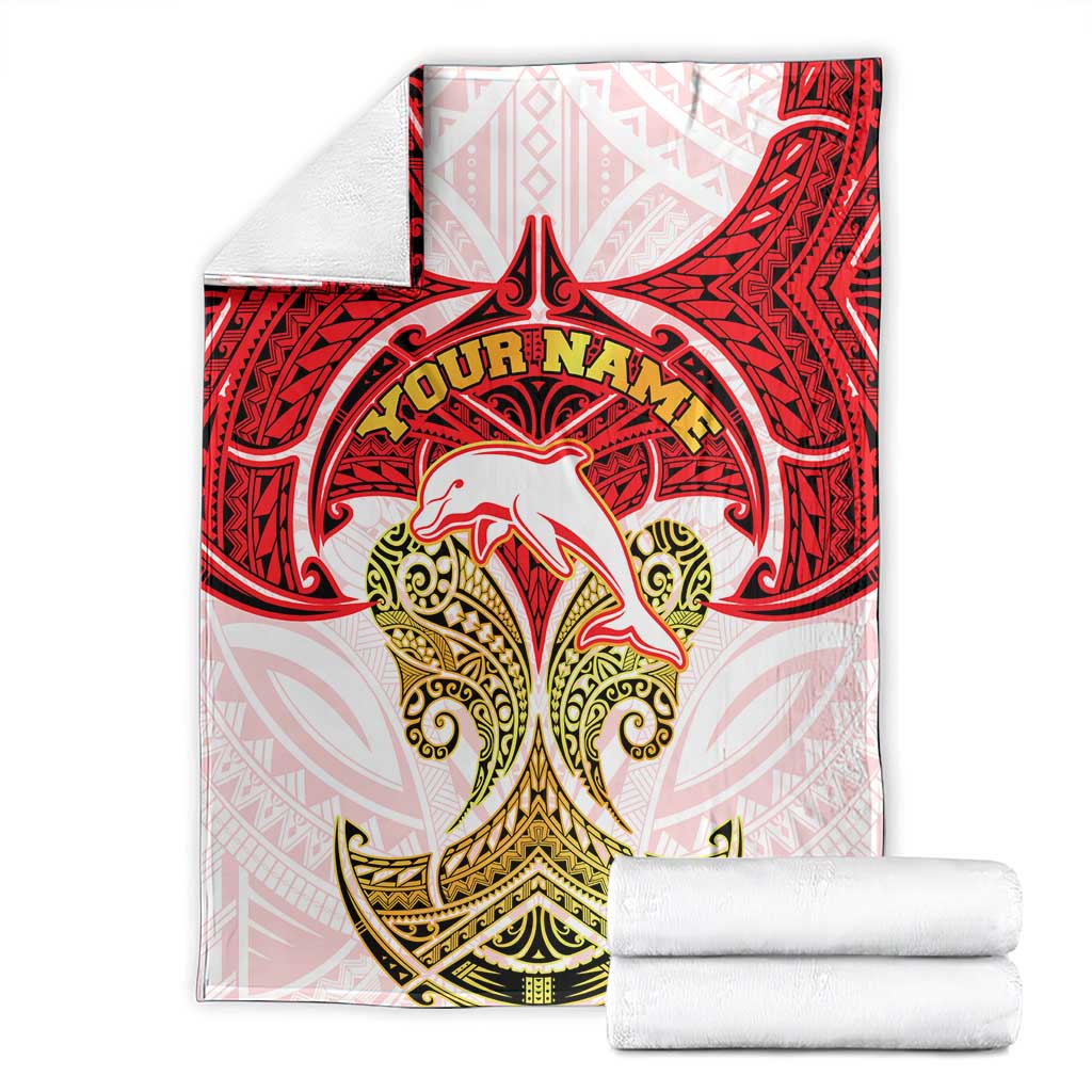 Personalized Dolphins Blanket Polynesian Tribal Pattern Style