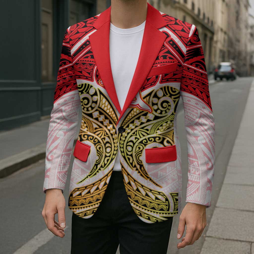 Personalized Dolphins Blazer Polynesian Tribal Pattern Style
