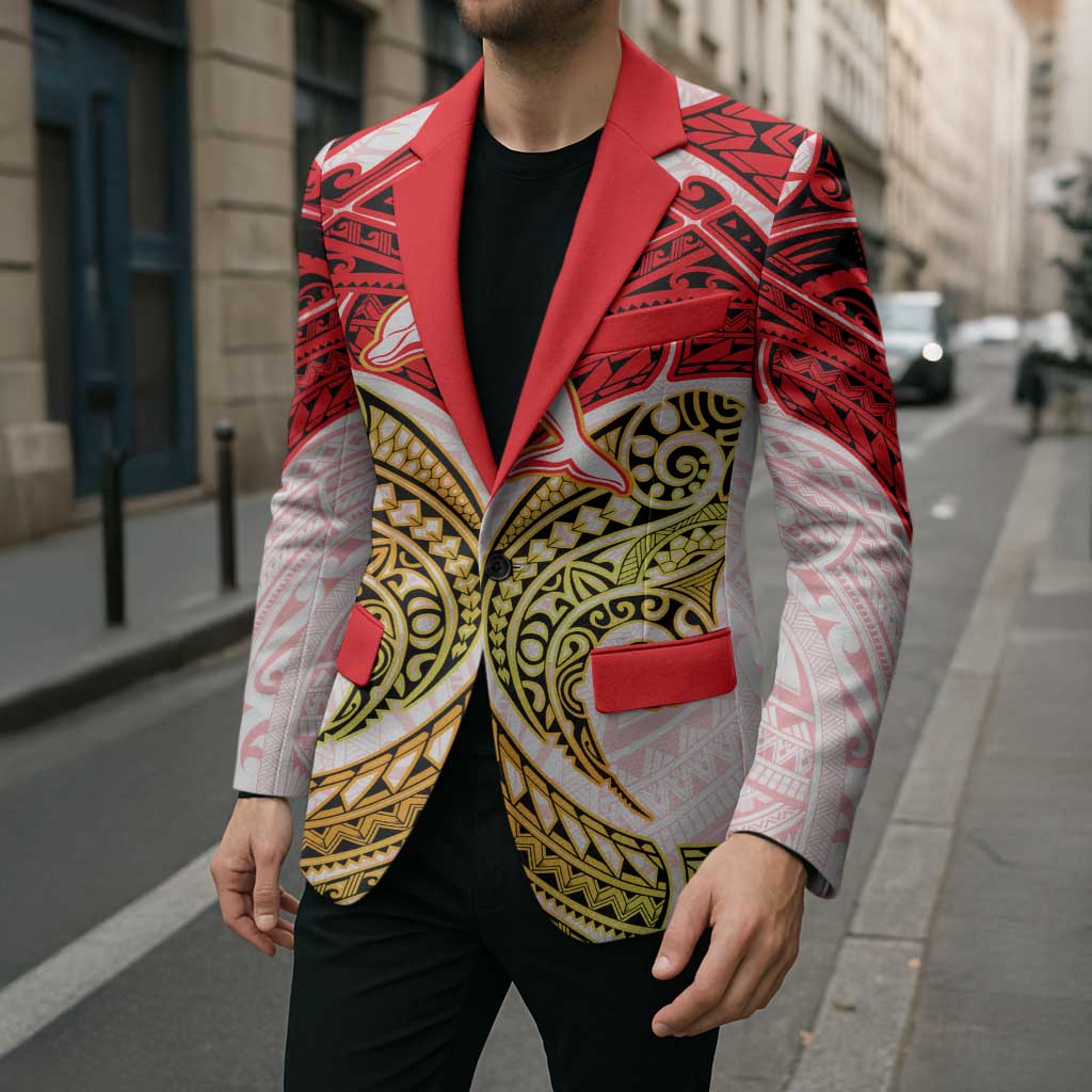 Personalized Dolphins Blazer Polynesian Tribal Pattern Style