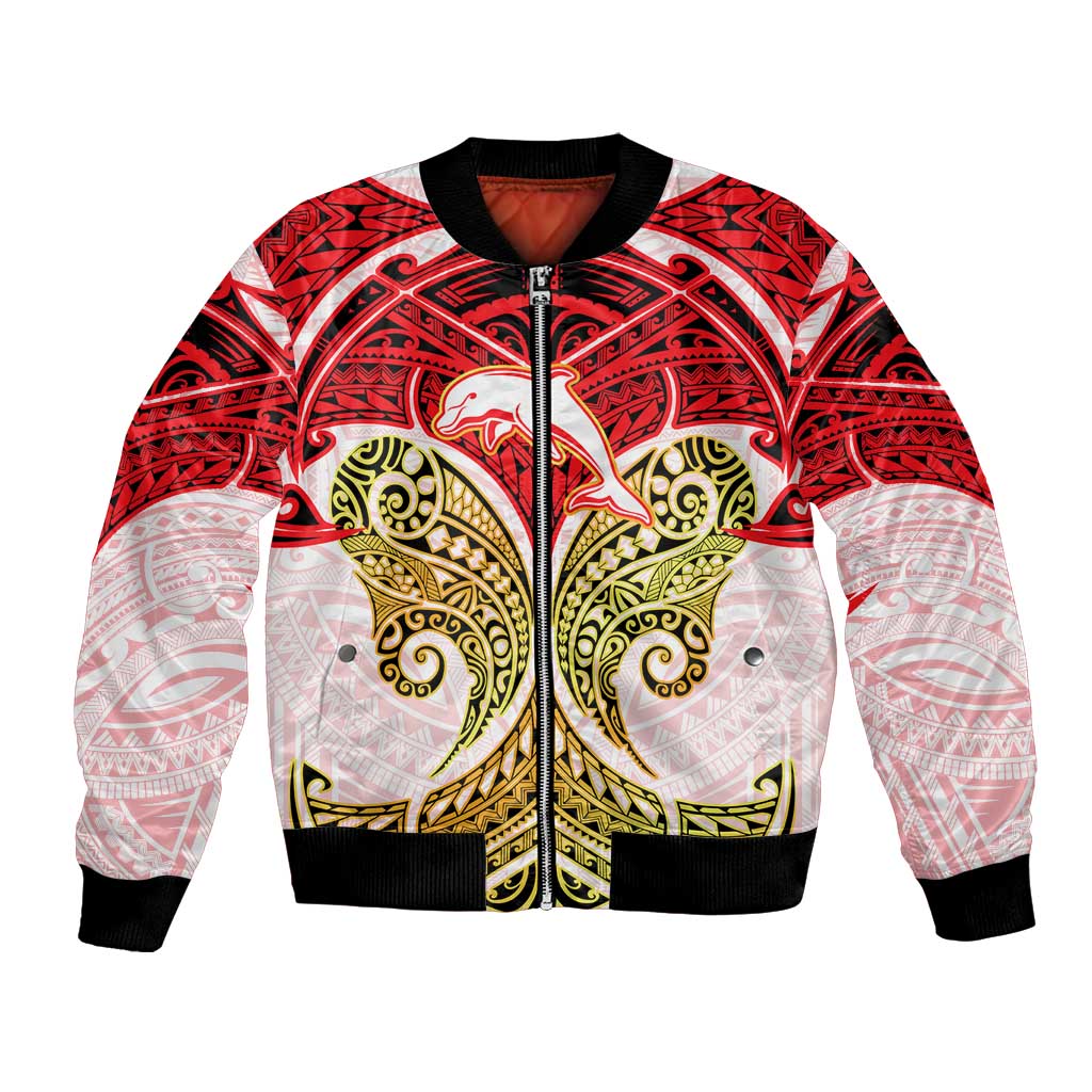 Personalized Dolphins Bomber Jacket Polynesian Tribal Pattern Style