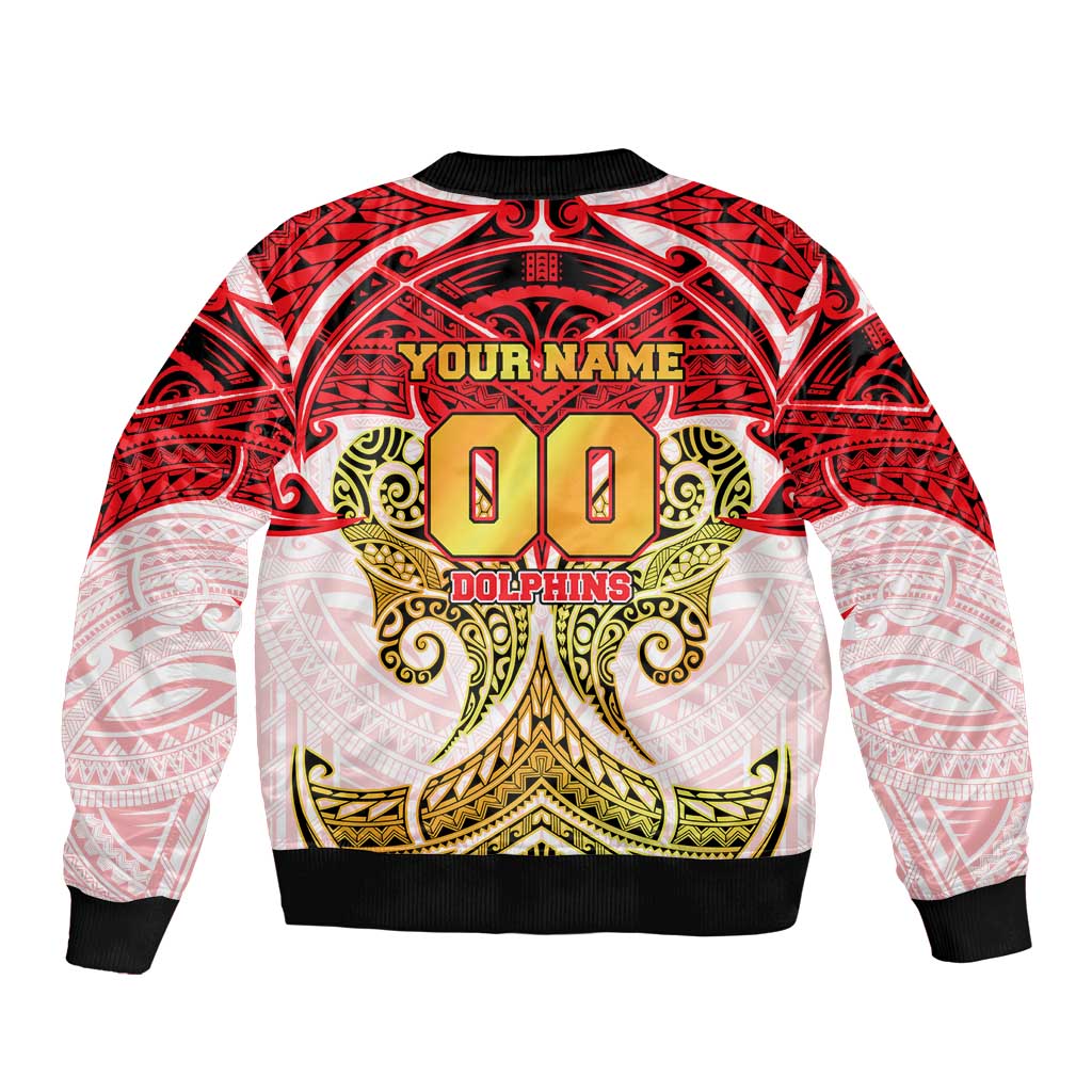 Personalized Dolphins Bomber Jacket Polynesian Tribal Pattern Style