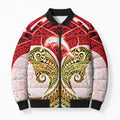 Personalized Dolphins Bomber Puffer Jacket Polynesian Tribal Pattern Style