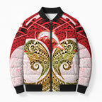 Personalized Dolphins Bomber Puffer Jacket Polynesian Tribal Pattern Style