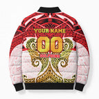 Personalized Dolphins Bomber Puffer Jacket Polynesian Tribal Pattern Style
