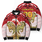 Personalized Dolphins Bomber Puffer Jacket Polynesian Tribal Pattern Style