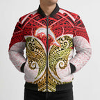 Personalized Dolphins Bomber Puffer Jacket Polynesian Tribal Pattern Style