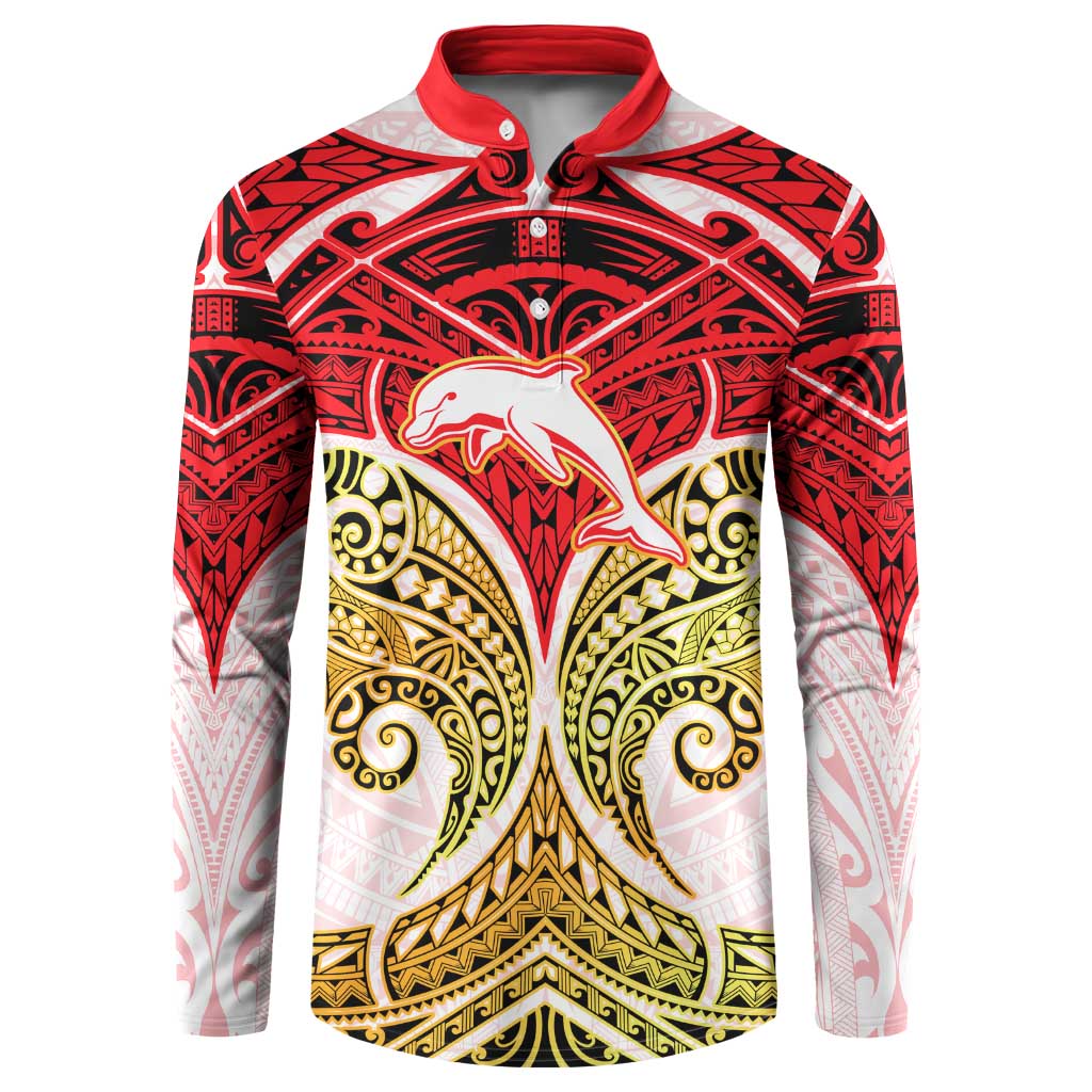 Personalized Dolphins Button Sweatshirt Polynesian Tribal Pattern Style