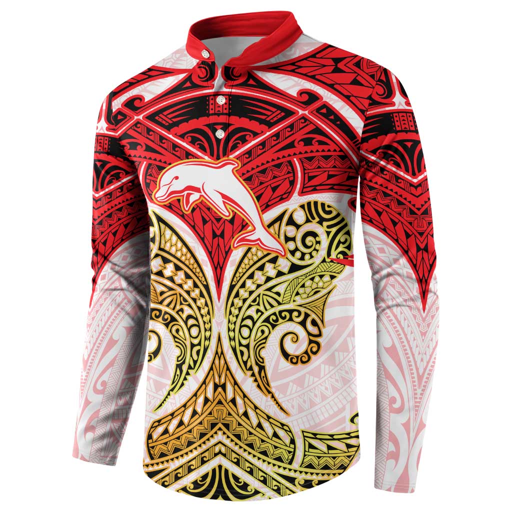Personalized Dolphins Button Sweatshirt Polynesian Tribal Pattern Style
