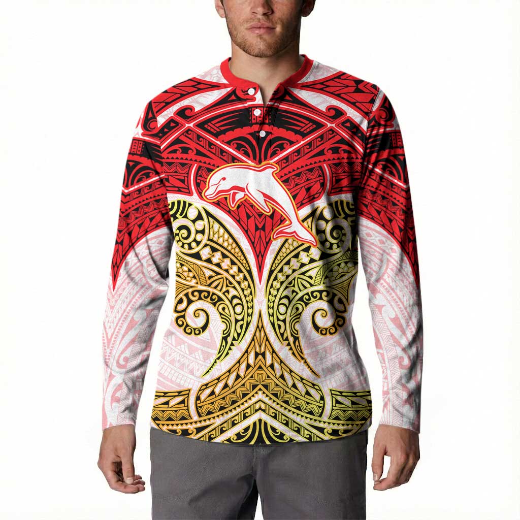 Personalized Dolphins Button Sweatshirt Polynesian Tribal Pattern Style